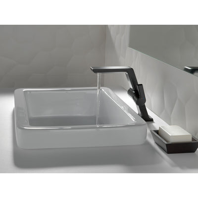 Delta Pivotal Matte Black Finish Single Handle Mid-Height Bathroom Sink Faucet D699BLDST