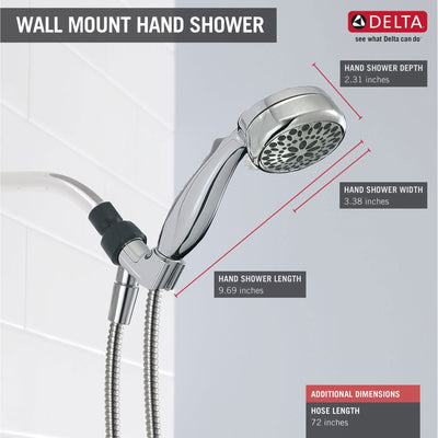 Delta Universal Showering Components Collection Chrome Finish 7-Setting Shower Arm Mount Hand Shower 563832