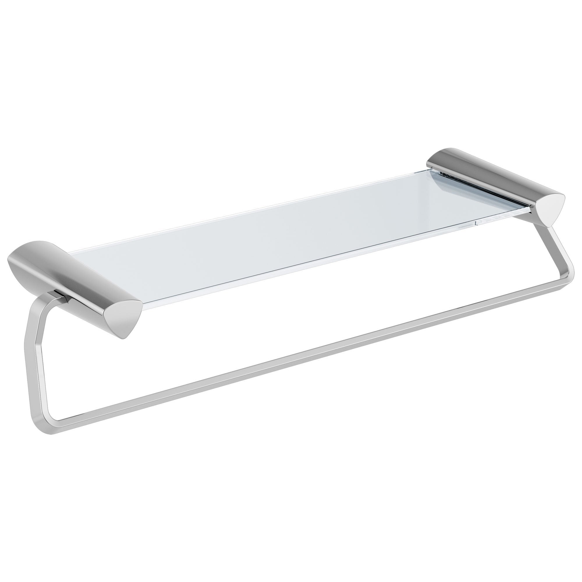 Delta Zura Collection Chrome Finish Wall Mounted Modern 24" Towel Bar with Glass Shelf D77480