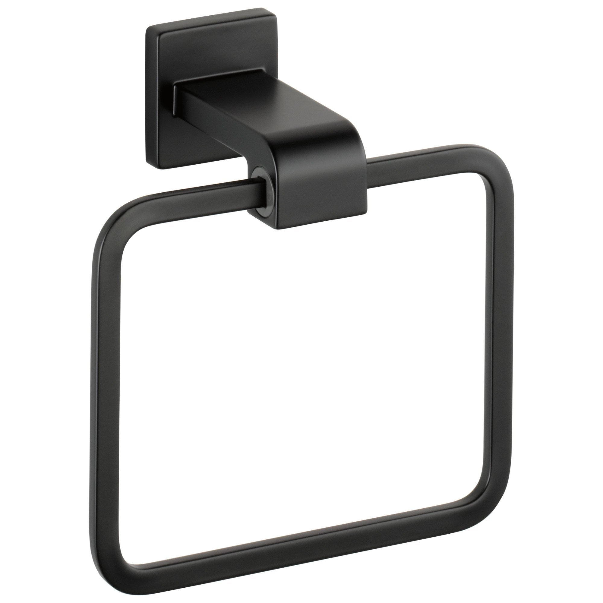 Delta Ara Collection Matte Black Finish Modern Wall Mount Rectangular Hand Towel Ring D77546BL