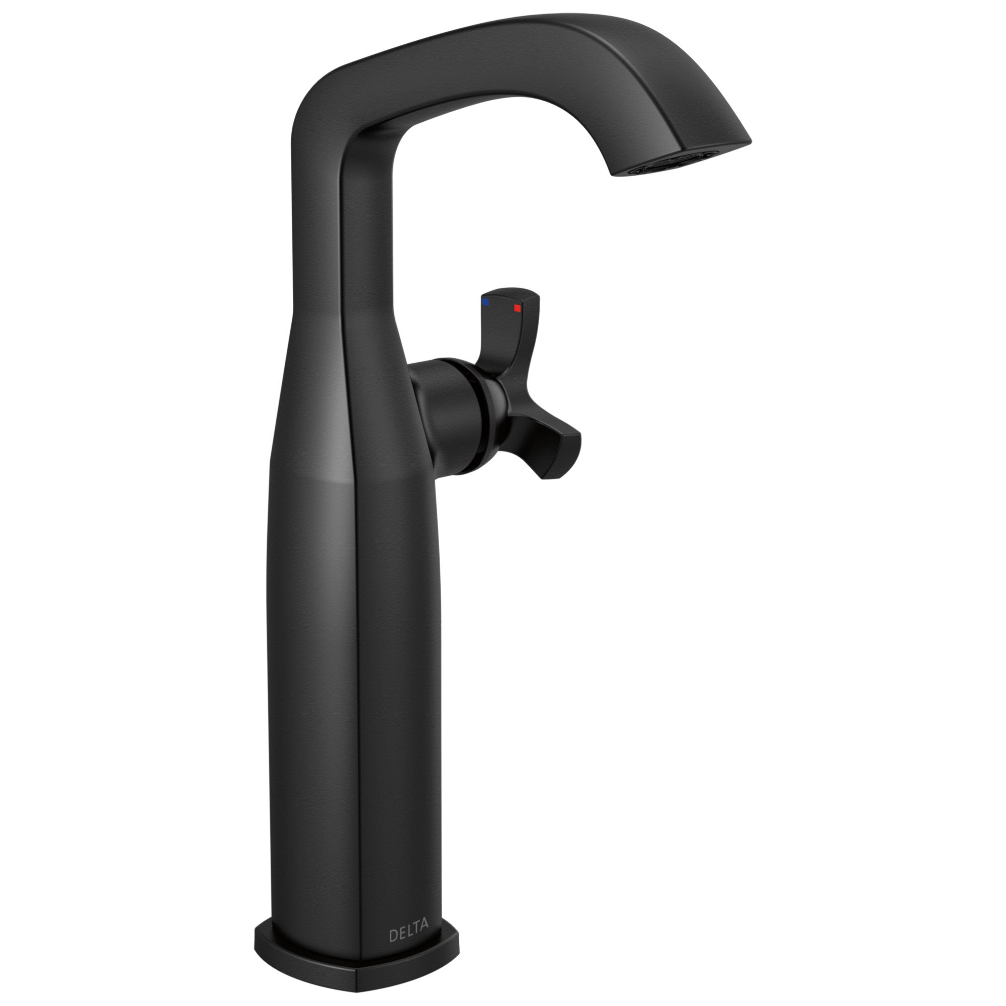 Delta Stryke Matte Black Finish Vessel Sink Faucet Includes Single Helo Cross Handle D3588V