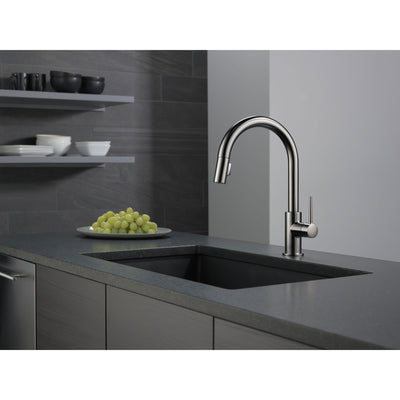 Delta Trinsic Black Stainless Steel Finish Single Handle Pull-Down Kitchen Faucet D9159KSDST