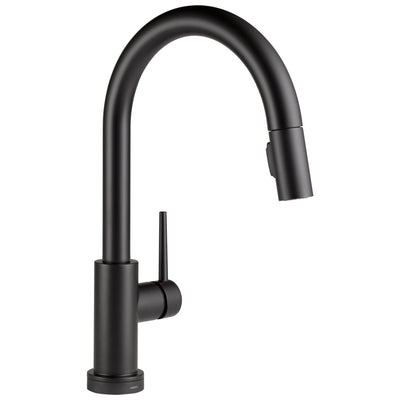 Delta Trinsic Matte Black Finish VoiceIQ Single-Handle Pull-Down Kitchen Faucet with Touch2O Technology D9159TVBLDST