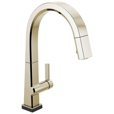 Delta Pivotal Polished Nickel Finish Single Handle Pull Down Kitchen Faucet with Touch2O Technology D9193TPNDST