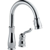 Delta Leland Collection Chrome Finish Single Handle Pull Down Kitchen Sink Faucet and Soap Dispenser Package D026CR