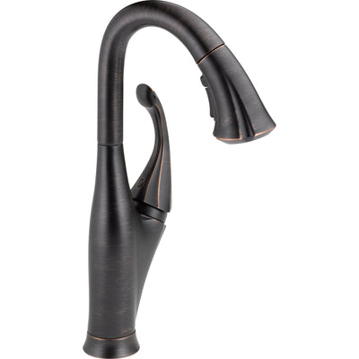 Delta Venetian Bronze Addison Single Handle Water Efficient Pull-Down Kitchen Faucet, Soap Dispenser, and Pull-Out Bar / Prep Faucet Package D079CR