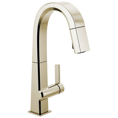 Delta Pivotal Polished Nickel Finish Single Handle Pull Down Bar/Prep Faucet D9993PNDST