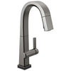 Delta Pivotal Black Stainless Steel Finish Single Handle Pull Down Bar/Prep Faucet With Touch2O Technology D9993TKSDST