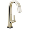 Delta Pivotal Polished Nickel Finish Single Handle Pull Down Bar/Prep Faucet With Touch2O Technology D9993TPNDST