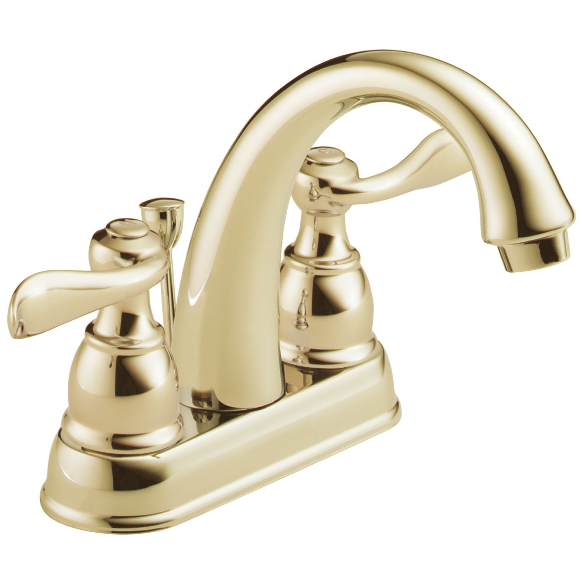 Delta Windemere Collection Polished Brass Finish Two Handle Centerset Bathroom Sink Faucet with Metal Pop-up Drain DB2596LFPB