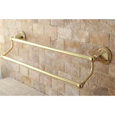 Kingston Silver Sage Polished Brass 24" Dual Double Towel Bar Rack BA2973PB