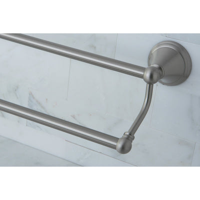 Kingston Brass Silver Sage Satin Nickel 24" Dual Double Towel Bar Rack BA2973SN