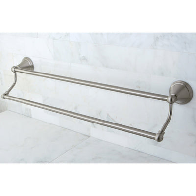 Kingston Brass Silver Sage Satin Nickel 24" Dual Double Towel Bar Rack BA2973SN