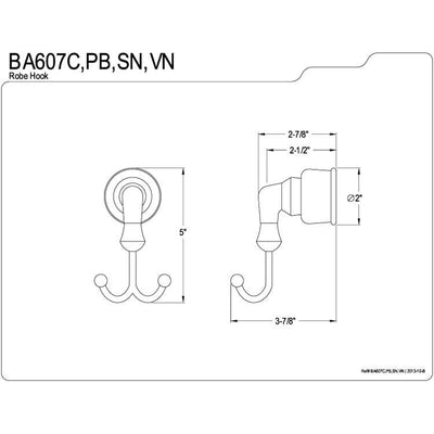 Kingston Brass Chrome Magellan wall mounted robe or towel hook BA607C