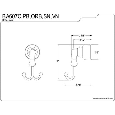 Kingston Brass Oil Rubbed Bronze Magellan wall mounted robe hook BA607ORB