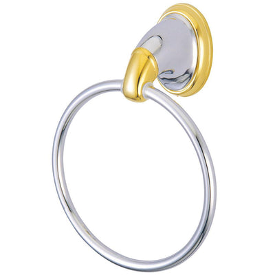 Kingston Chrome/Polished Brass Magellan ii 6" hand towel ring rack BA624CPB