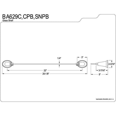 Kingston Brass Chrome Magellan ii wall mounted bathroom glass shelf BA629C