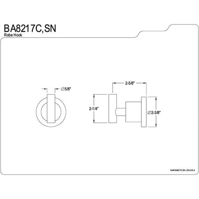 Kingston Brass Concord Bathroom Accessories Chrome Robe Hook BA8217C