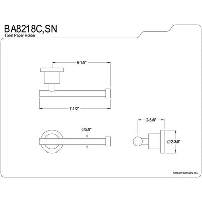 Kingston Brass Concord Bathroom Satin Nickel Toilet Paper Holder BA8218SN