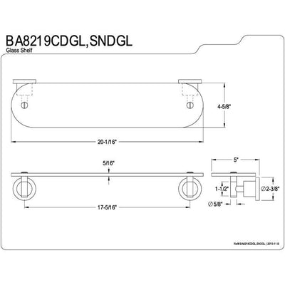 Kingston Green Eden Satin Nickel Bathroom Accessory: 20" Glass Shelf BA8219SNDGL