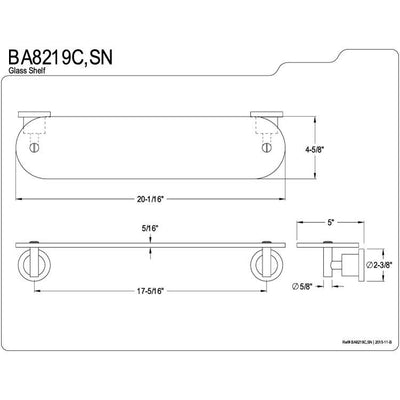 Kingston Tempered Bathroom Glass Shelves Satin Nickel Glass Shelf BA8219SN