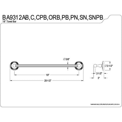 Kingston Brass Chrome Georgian 18" single towel rack bar BA9312C