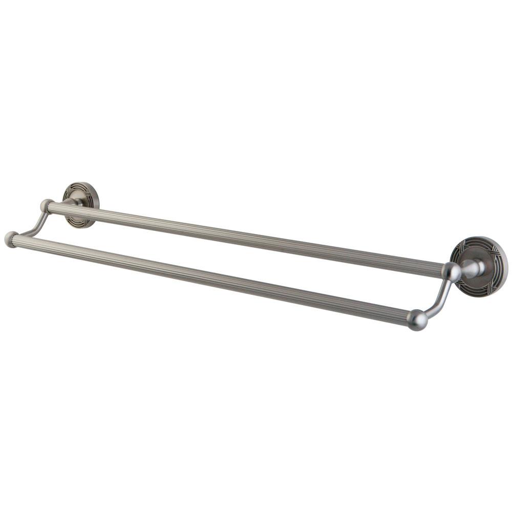 Kingston Brass Satin Nickel Georgian 24" dual double towel bar rack BA9313SN