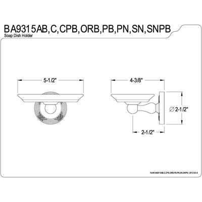 Kingston Brass Chrome Georgian ceramic wall mounted soap dish BA9315C