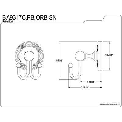 Kingston Brass Chrome Georgian wall mounted robe / towel hook BA9317C