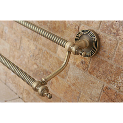 Kingston Brass Antique Brass Templeton 24" Dual Double Towel Bar Rack BA9913AB