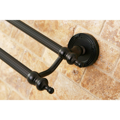 Kingston Oil Rubbed Bronze Templeton 24" Dual Double Towel Bar Rack BA9913ORB