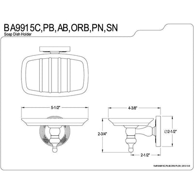 Kingston Brass Chrome Templeton Ceramic Wall Mounted Soap Dish BA9915C