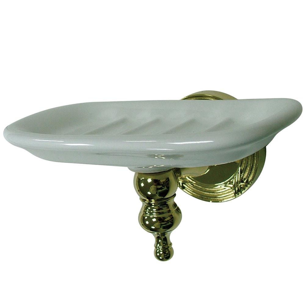 Kingston Brass Polished Brass Templeton Ceramic Wall Mounted Soap Dish BA9915PB