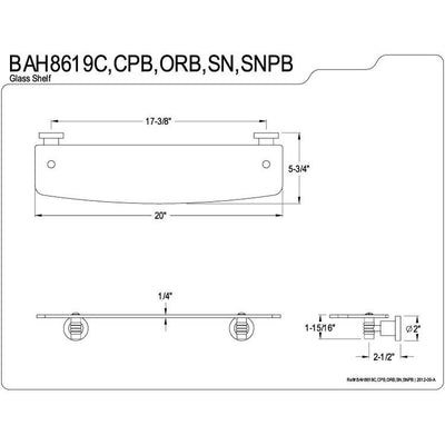 Kingston Tempered Bathroom Glass Shelves Satin Nickel Glass Shelf BAH8619SN