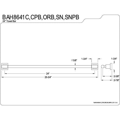 Kingston Brass Claremont Satin Nickel / Polished Brass 24" Towel Bar BAH8641SNPB