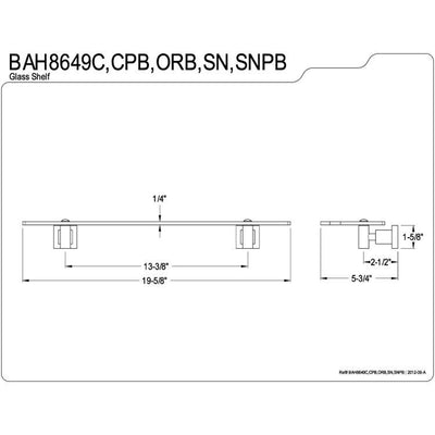 Kingston Brass Claremont Satin Nickel / Polished Brass Glass Shelf BAH8649SNPB