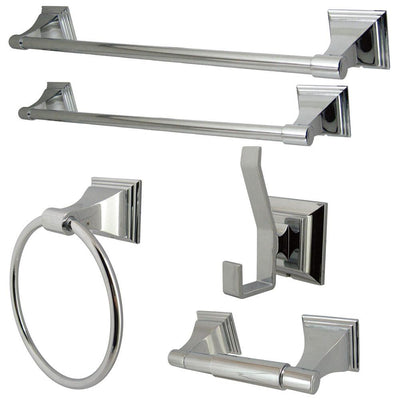 Kingston Monarch Collection 5-Piece Towel Bar Bath Hardware Set Polished Chrome