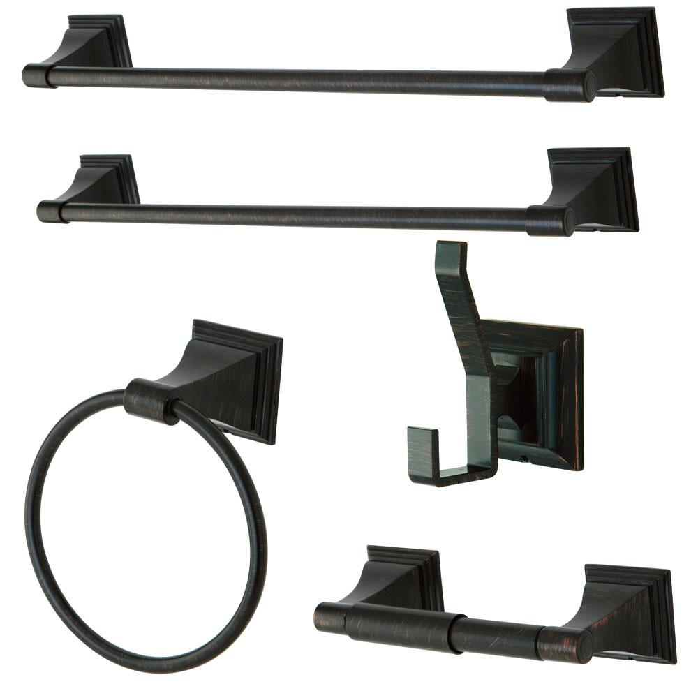 Kingston Monarch Collection 5-Piece Towel Bar Accessory Set Oil Rubbed Bronze