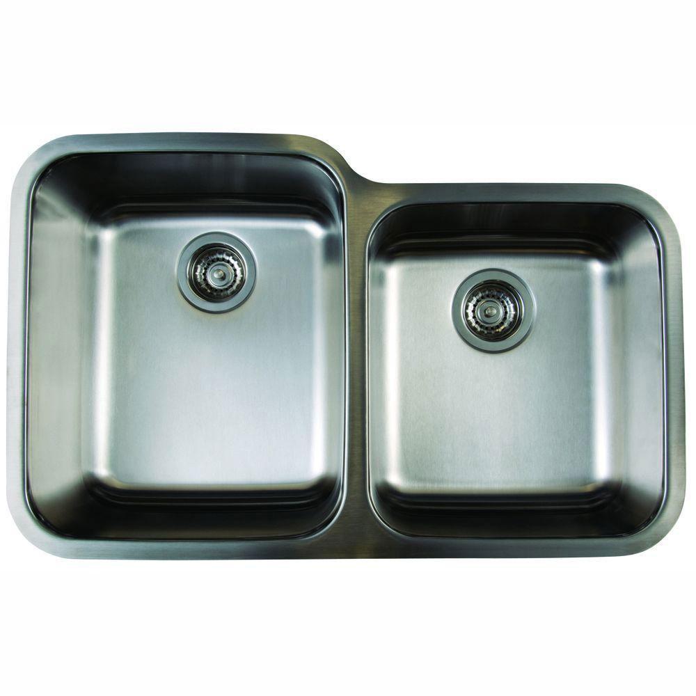 Blanco Stellar Undermount Stainless Steel 20.5x9x32.33 0-Hole Double Bowl Kitchen Sink 464482