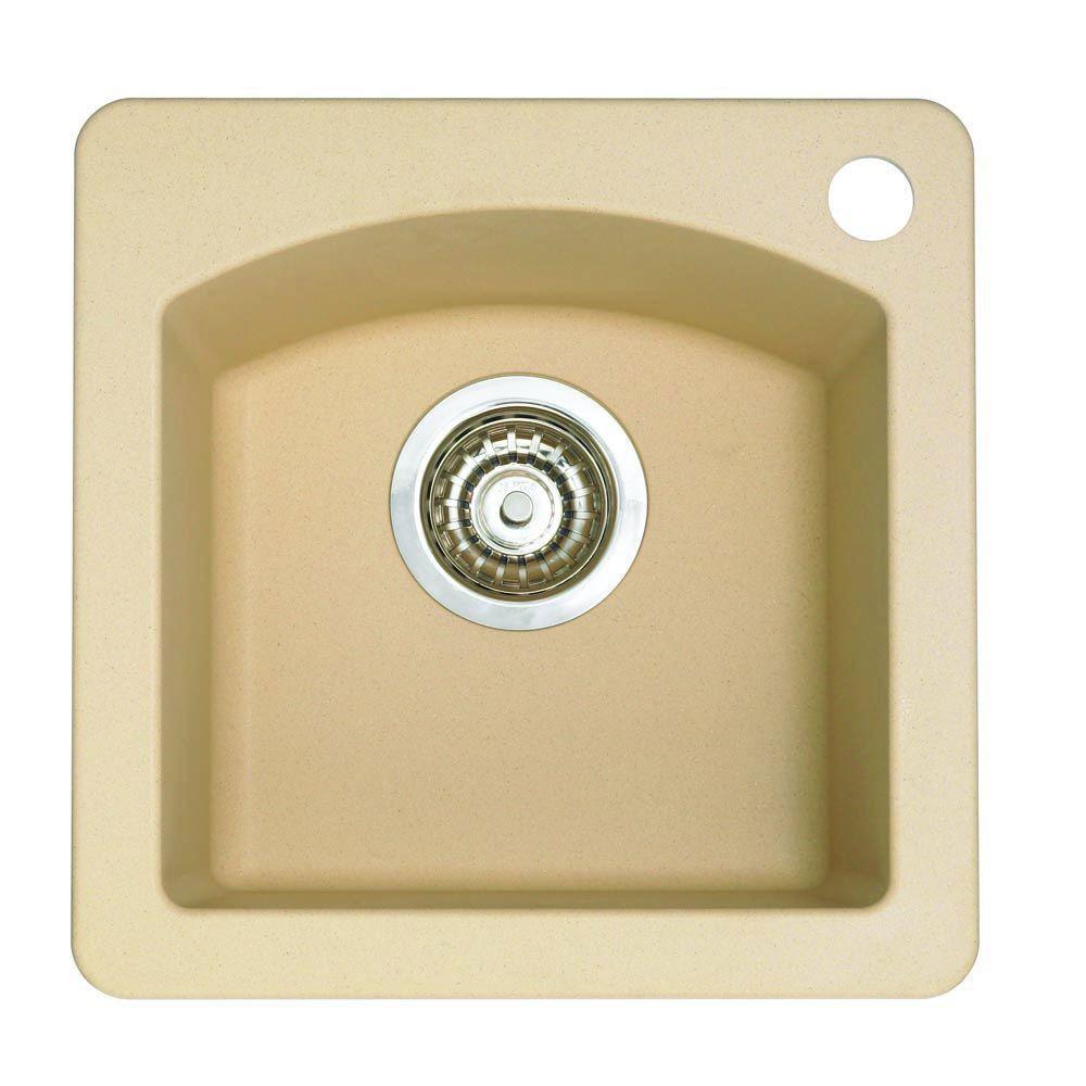 Blanco Diamond Dual Mount Composite 15x15x8 1-Hole Single Bowl Bar Sink in Biscotti 524322