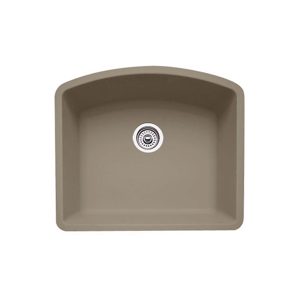 Blanco Diamond Undermount Granite 24 inch 0-Hole Single Bowl Kitchen Sink in Truffle 537972