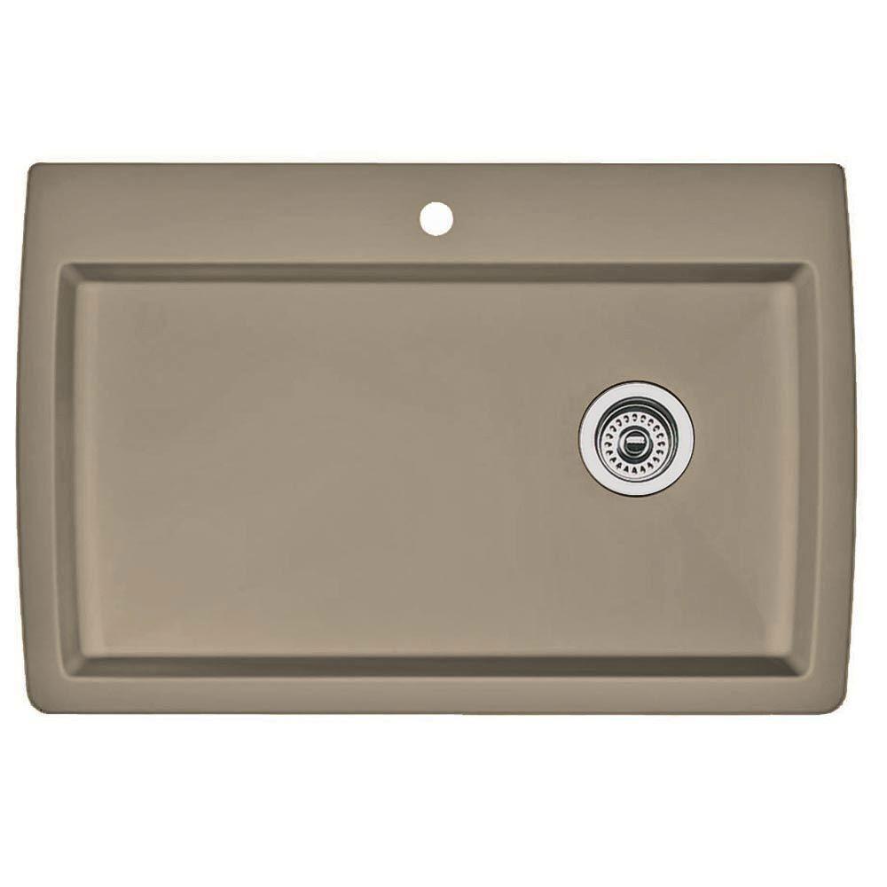 Blanco Diamond Dual Mount Composite 32.75x22x9.5 1-Hole Single Bowl Kitchen Sink in Truffle 537980