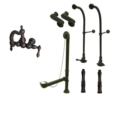 Freestanding Floor Mount Oil Rubbed Bronze Metal Lever Handle Clawfoot Tub Filler Faucet Package 1001T5FSP