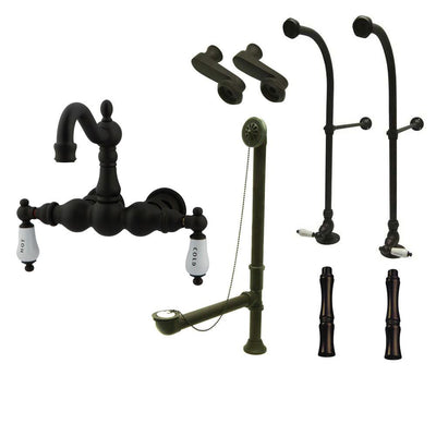 Freestanding Floor Mount Oil Rubbed Bronze Hot/Cold Porcelain Lever Handle Clawfoot Tub Filler Faucet Package 1003T5FSP