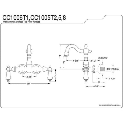 Kingston Brass Oil Rubbed Bronze Wall Mount Clawfoot Tub Faucet CC1005T5