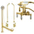 Polished Brass Wall Mount Clawfoot Tub Faucet Package w Drain Supplies Stops CC1009T2system