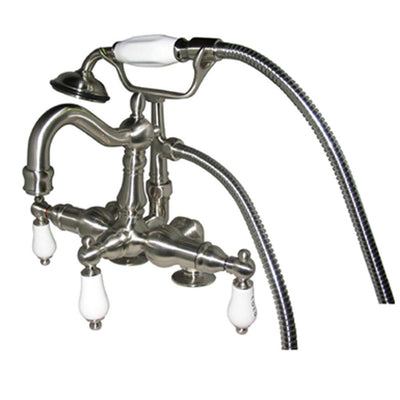 Kingston Satin Nickel Deck Mount Clawfoot Tub Faucet w hand shower CC1017T8