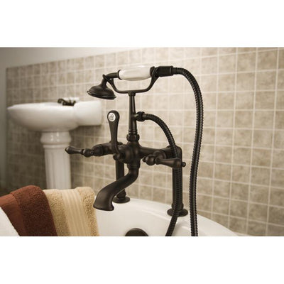 Kingston Oil Rubbed Bronze Deck Mount Clawfoot Tub Faucet w hand shower CC103T5