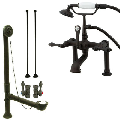 Oil Rubbed Bronze Deck Mount Clawfoot Tub Faucet Package w Drain Supplies Stops CC103T5system