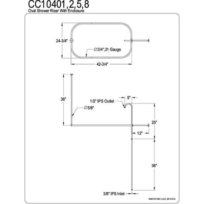 Kingston Brass Chrome Oval Shower Riser w/ Enclosure 42" x 24" CC10401